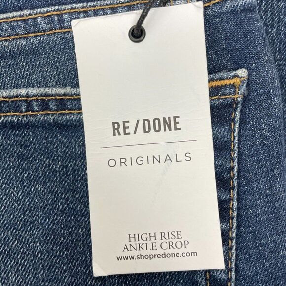 Re/Done Originals  Revolve High Rise Ankle Crop Jean Midnight Blue Dark Wash 27 - Picture 6 of 12